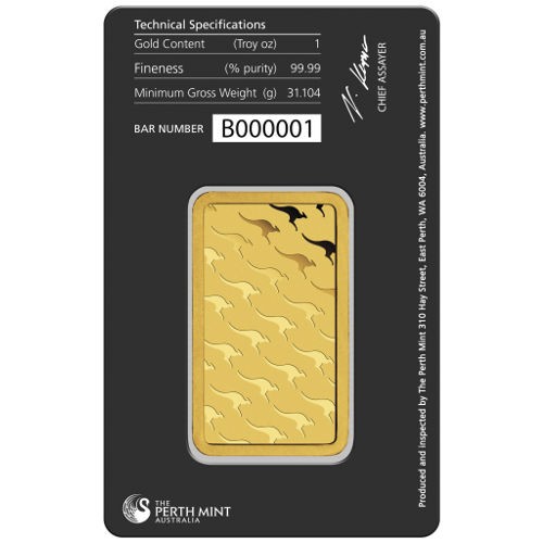 1 oz Perth Mint Gold Bar (New w/ Assay)