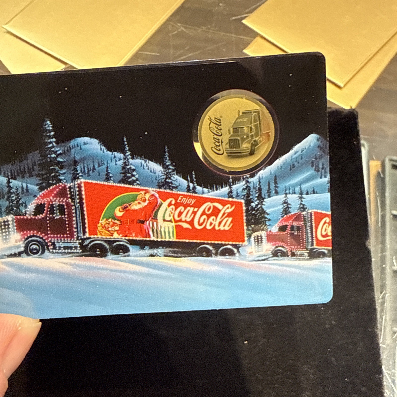 1/1000th oz Gold Coin Card The iconic Coca Cola truck with C.O.A.
