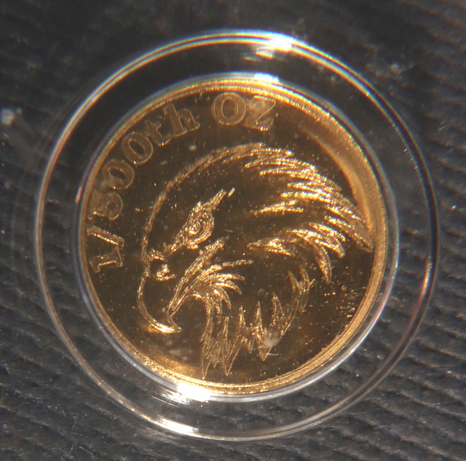 ND Eagle Head Round 1/500 oz .9999 Gold ICG MS70 Lot 151005