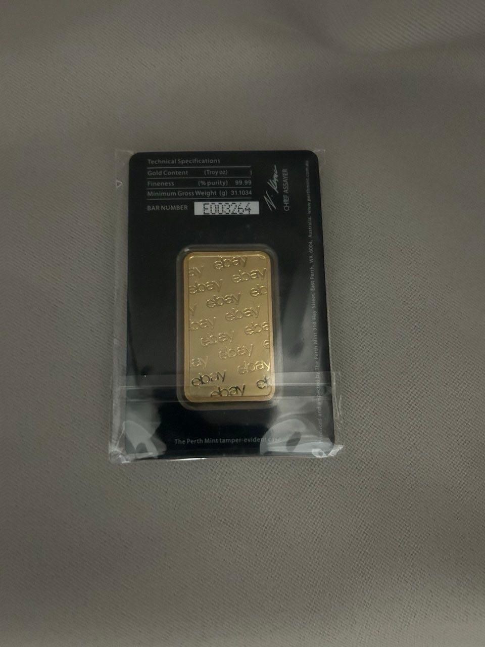 Authentic Perth Mint 1 oz gold bar in excellent condition Made from 99.99% pure