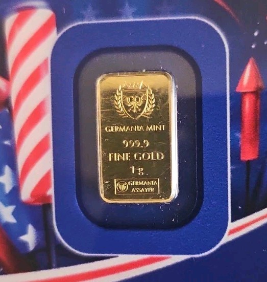 HAPPY 4TH OF JULY INDEPENDENCE DAY 1G GOLD GERMANIA MINT