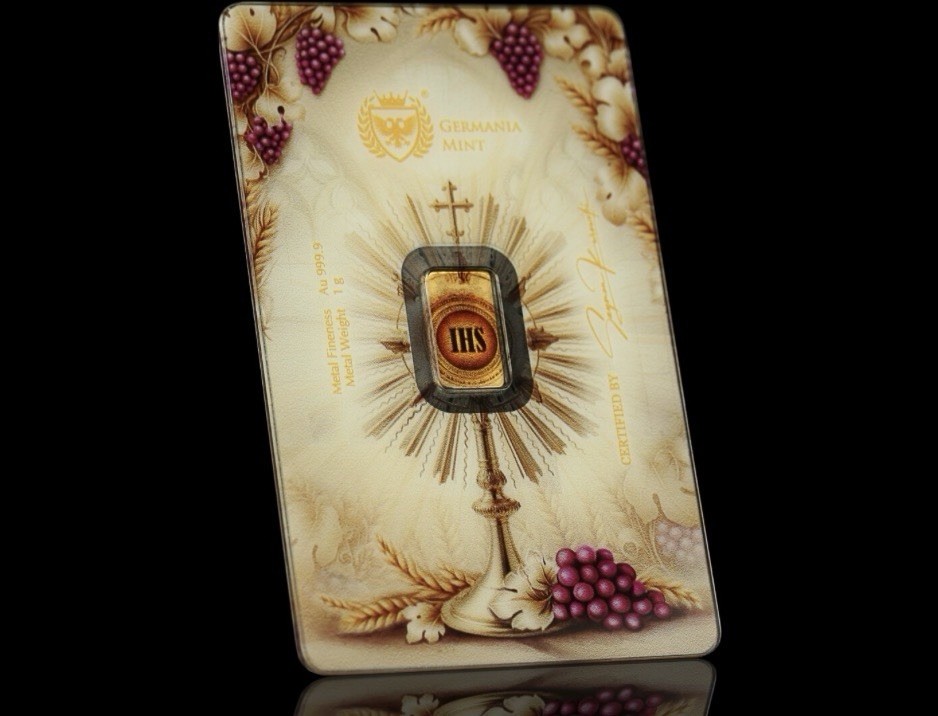Germania Mint First Holy Communion Minted 1g 24K Gold Bar Packed in Safepack✝️🙏