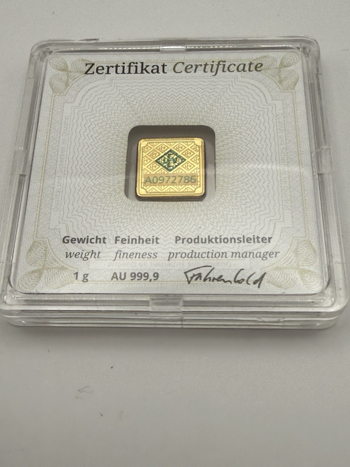 Geiger Edelmetalle 1g Gold Bar 0.9999 Fine Bullion