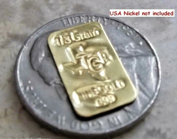 1 / 3 gram Gold Bar – TGR TEXAS – 999.9 Fine in Assay