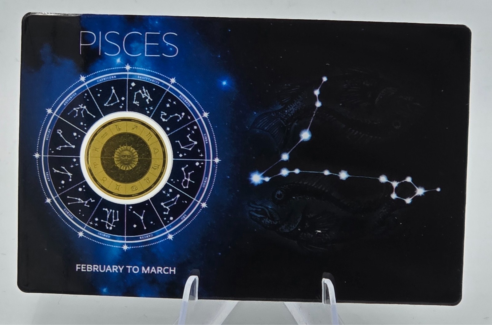 ZODIAC SIGNS PISCES 1/1000 Oz Gold 999 Coin card