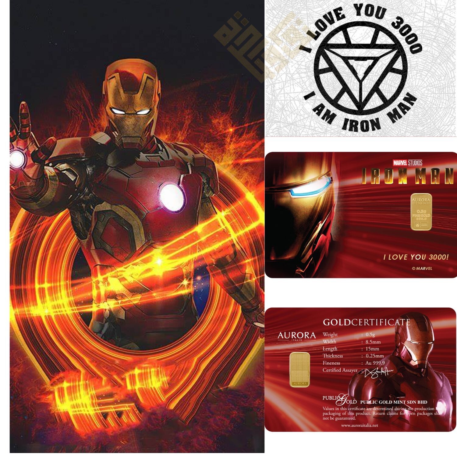 Ironman Limited Edition Gold Bar 0.5gram 999.9 24K Freeship