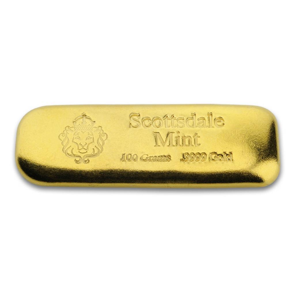 Scottsdale Mint 100 gram .9999 Gold Bar – 3.2150 oz Solid Gold #A497