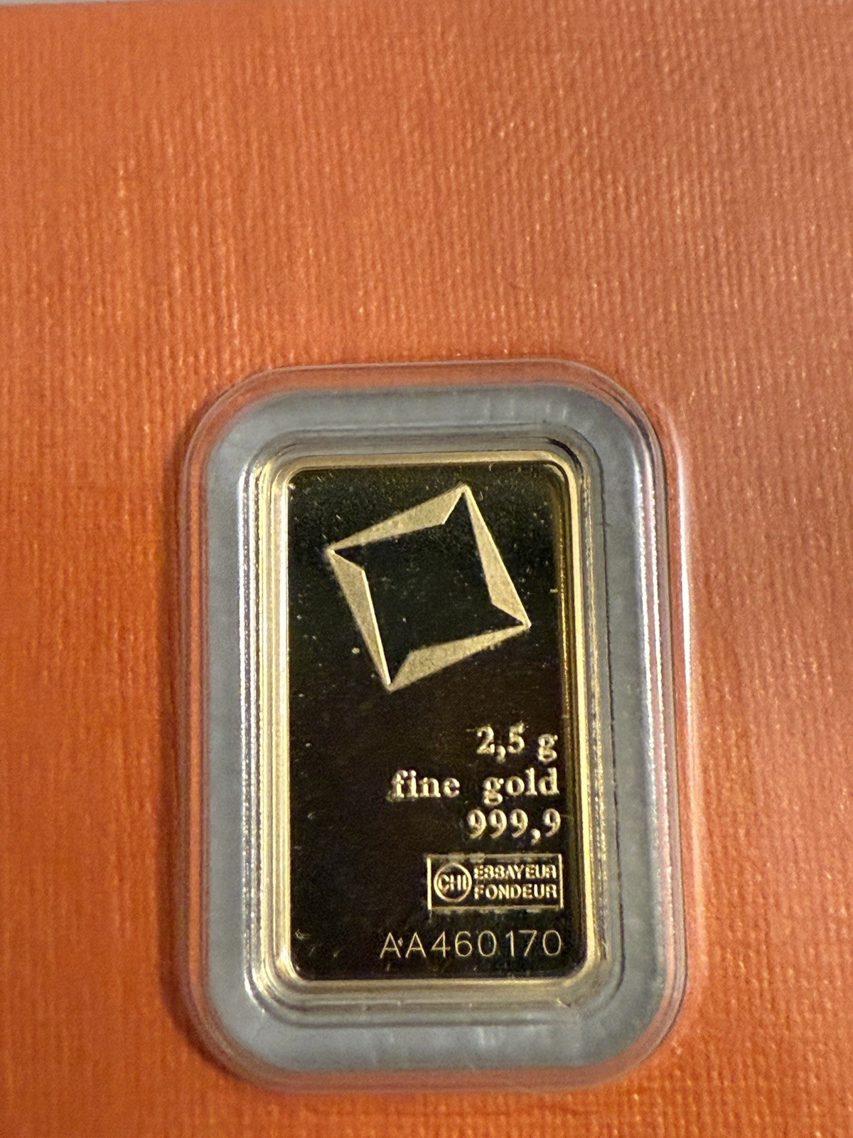 2.5 Gram Valcambi Gold Bar (New w/ Assay)