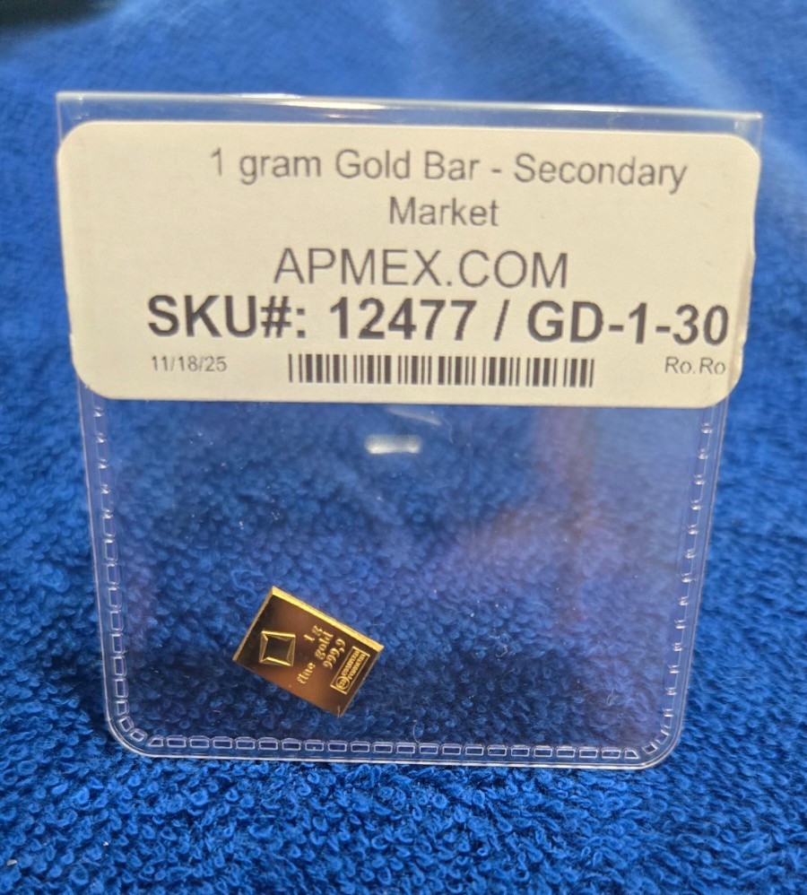 1 gram Gold Bar Valcambi .999 Fine Gold APMEX 24k Gold Bar