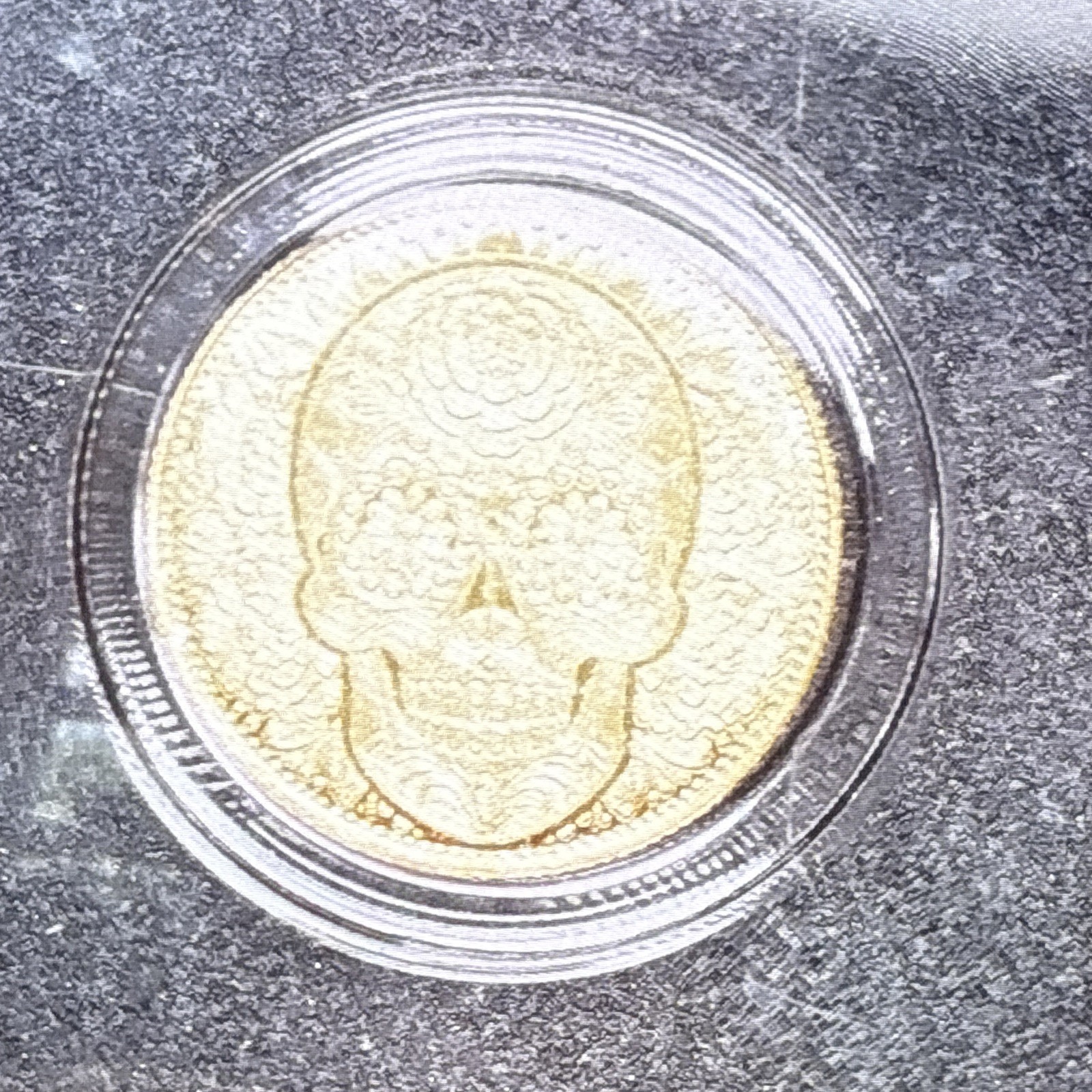 Lot Of 2- 1/200th oz .9999 Fine GOLD Skull Dia De Los Muertos FRACTIONAL GOLD