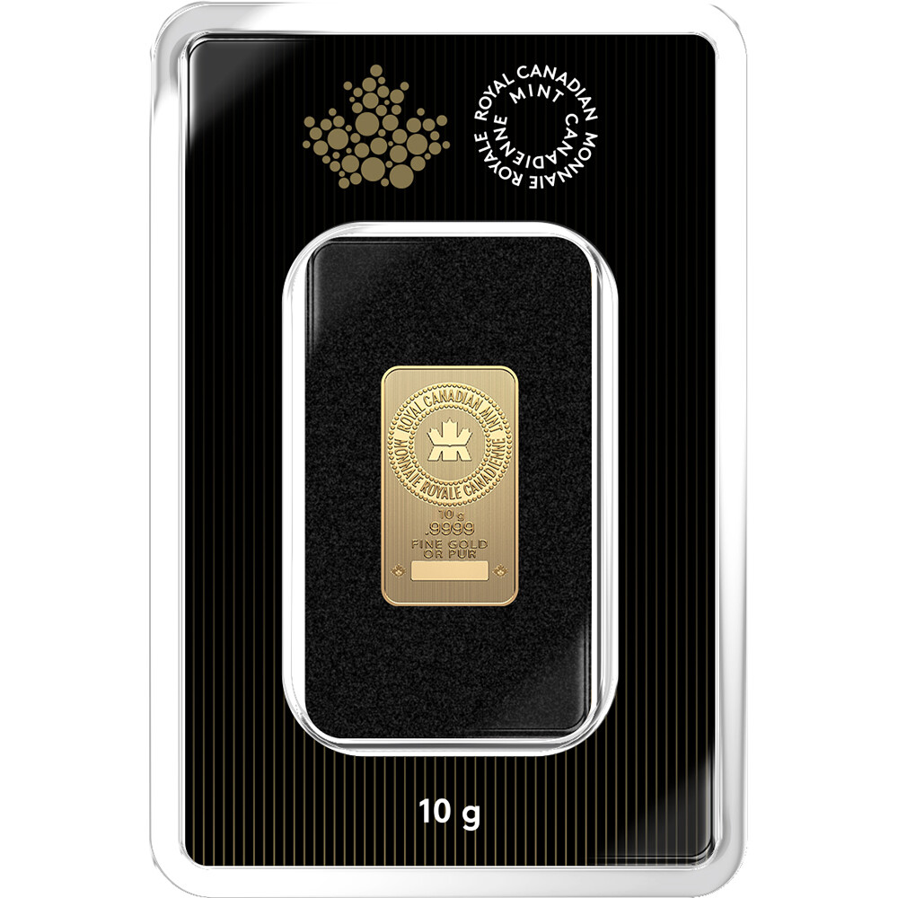 10 gram Gold Bar – Royal Canadian Mint (RCM) – .9999 Fine in Assay