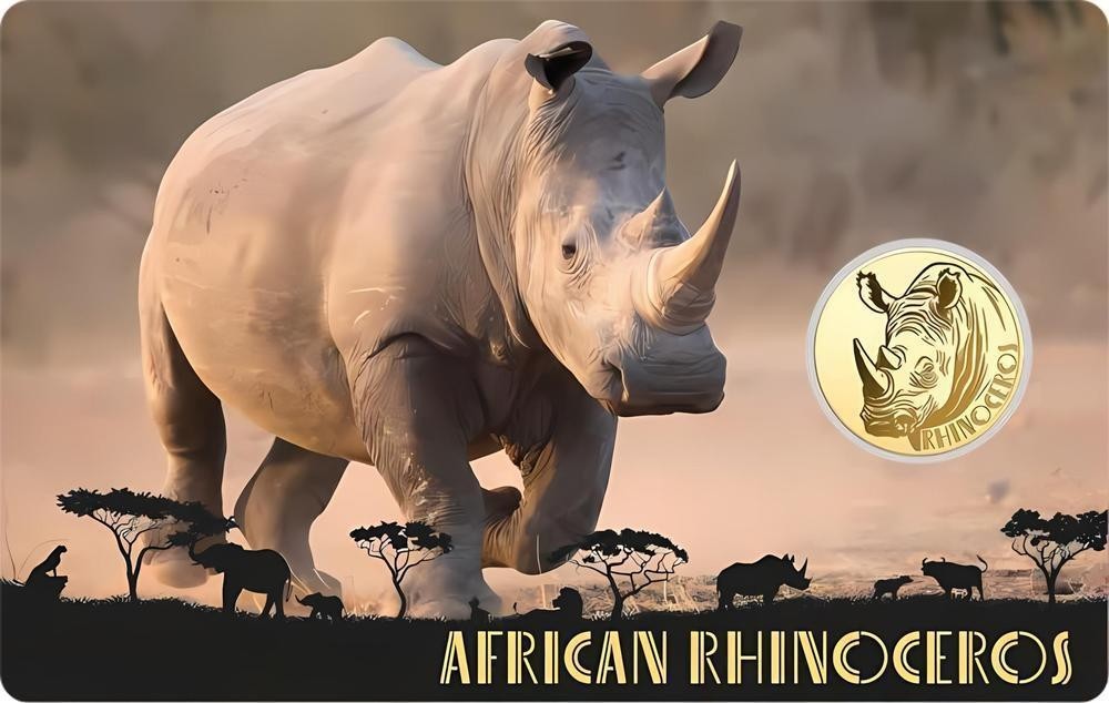AFRICAN RHINOCEROS 1/1000 Oz Gold Coin 3000 Francs Chad 2024