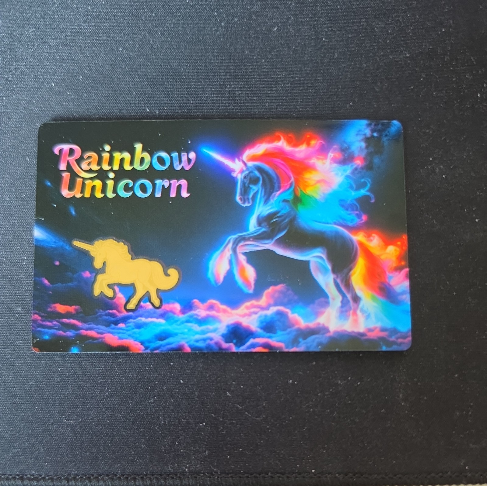 Rogues Island Mint Rainbow Unicorn Shaped 1/1000 oz Gold in Card Mintage 5,000