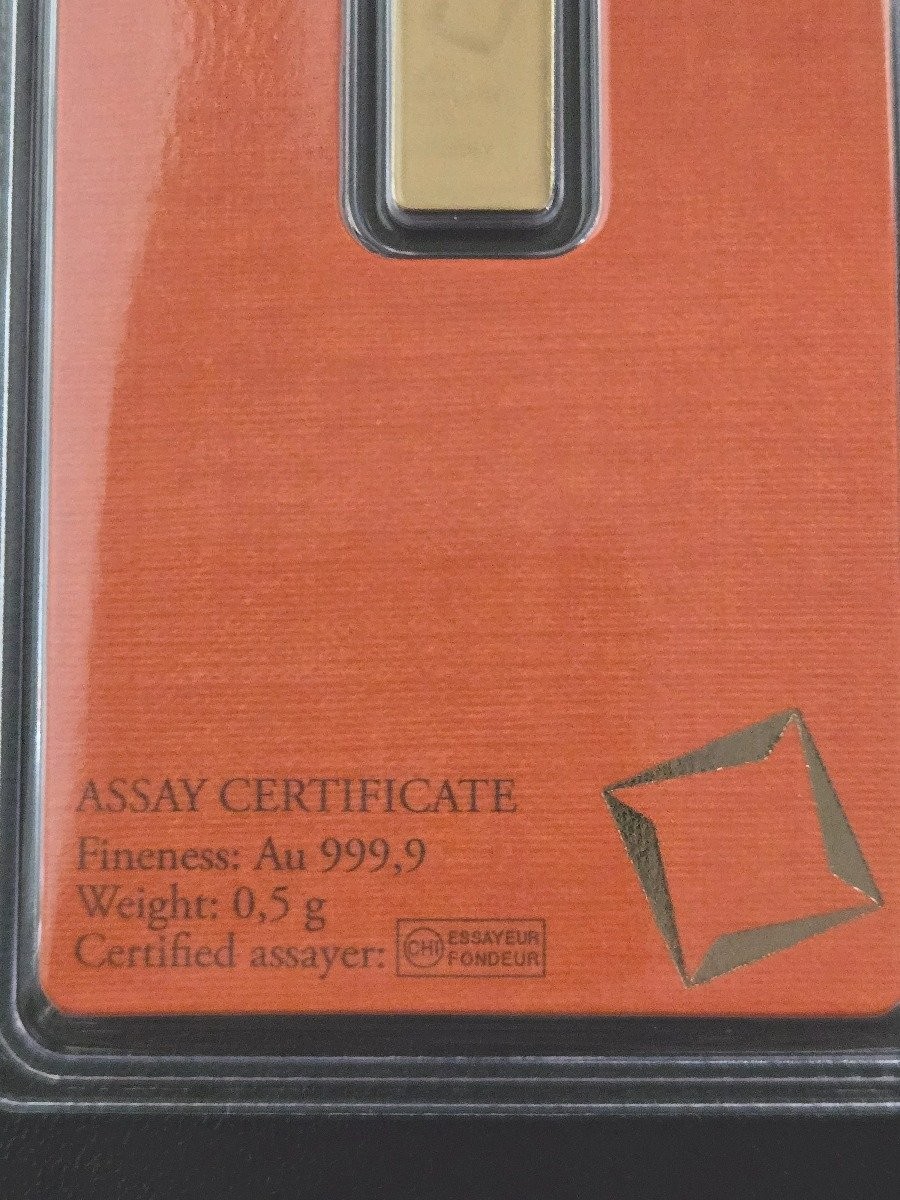 Valcambi Suisse 0.5 Gram Fine Gold Bar .9999 24K in Assay Card AA019895
