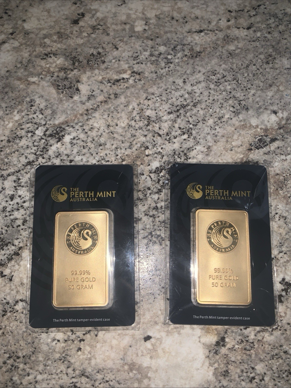 The Perth Mint 50g Gold Bars Lot of 2 99.99% Pure 100g Total
