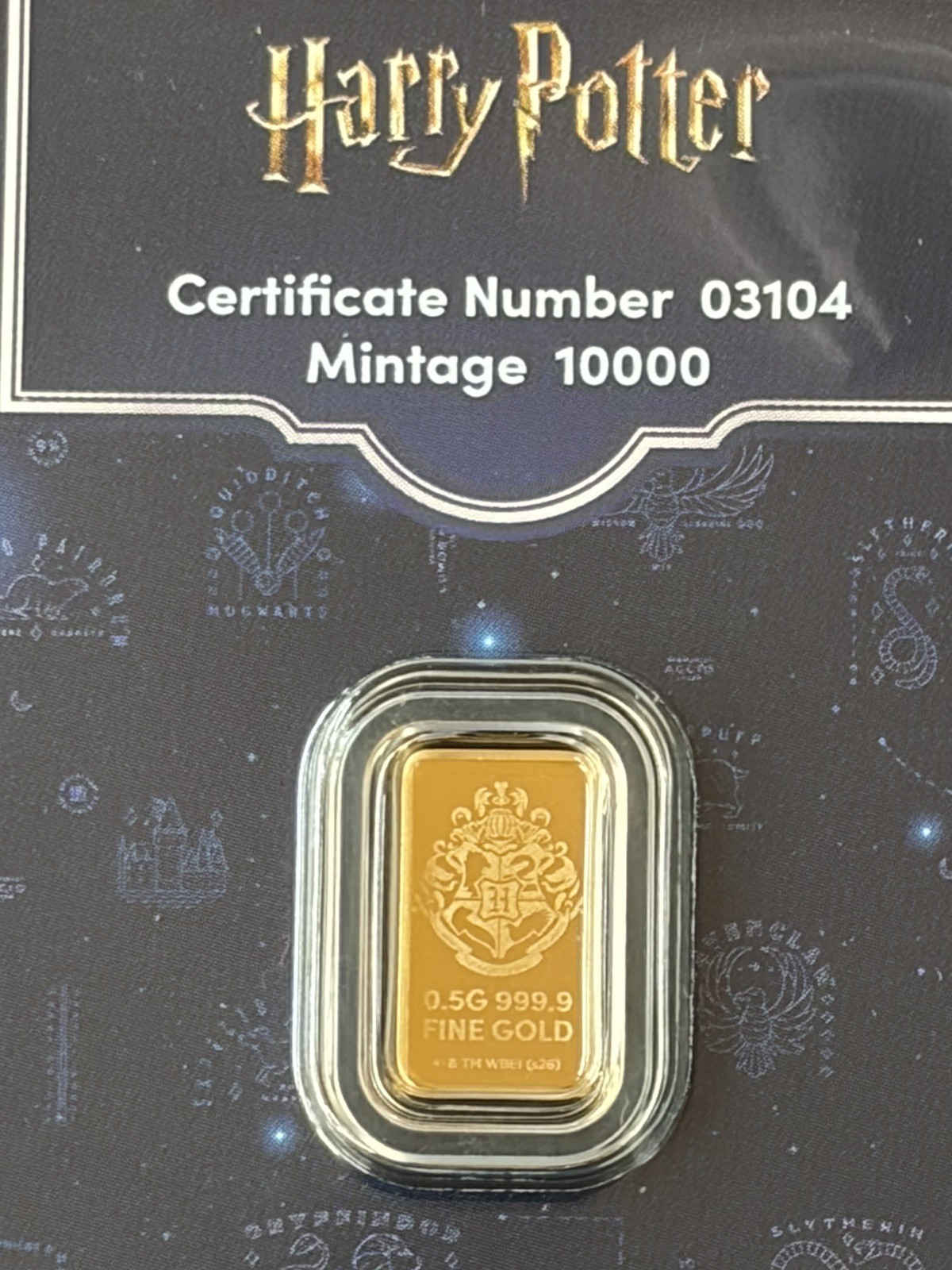 2026 PAMP Suisse Harry Potter 25th Anniversary 0.5g Gold Bar in Card