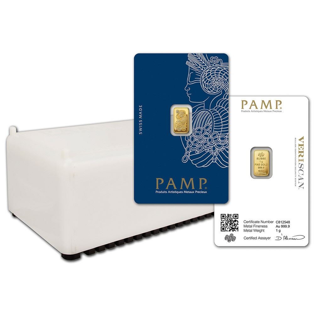 1 gram Gold Bar – PAMP Suisse – Fortuna – 999.9 Fine Box of 25