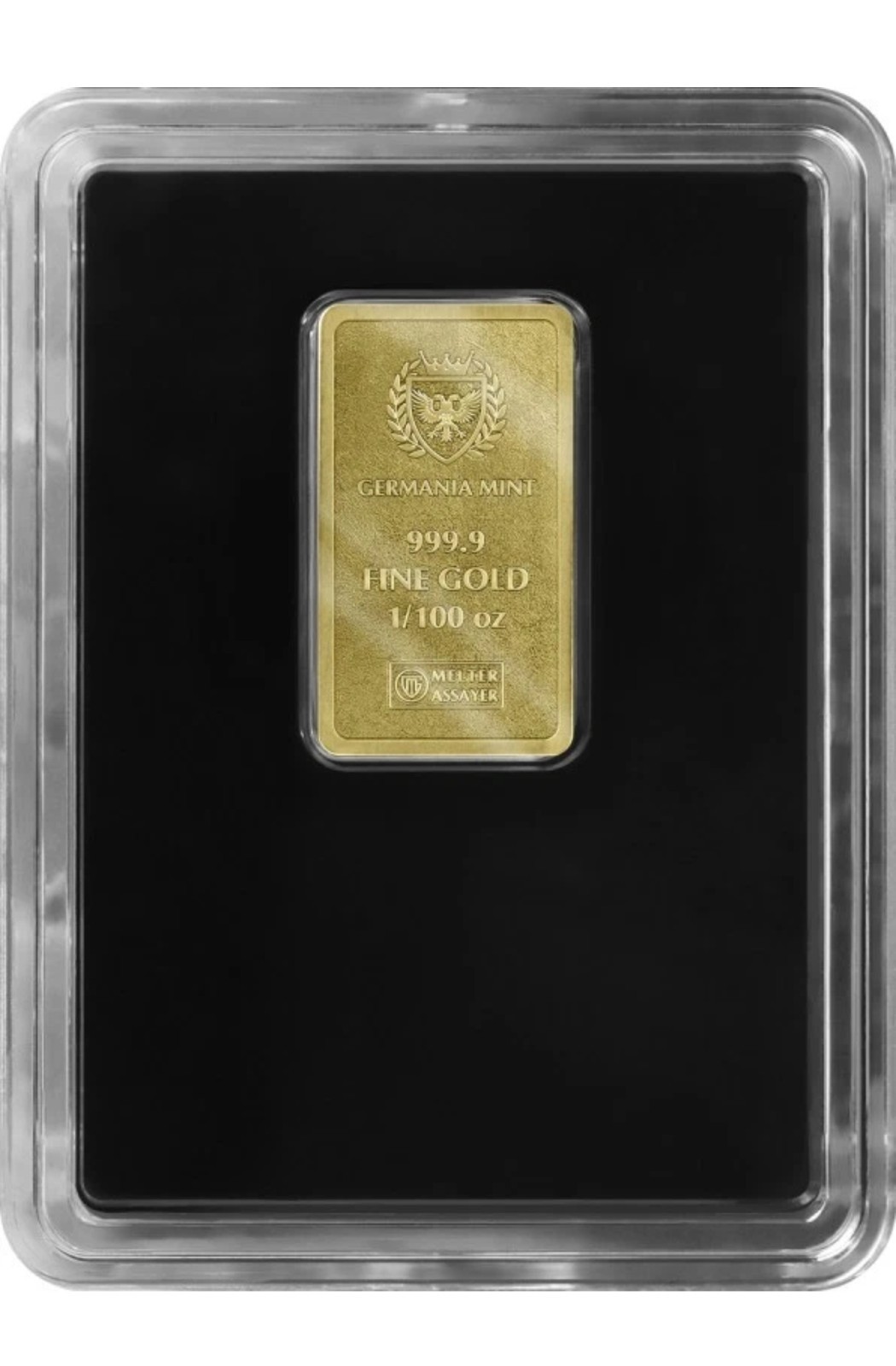 Germania Mint 1/100 Gold Lady Germania Stamped Bar in Capsule