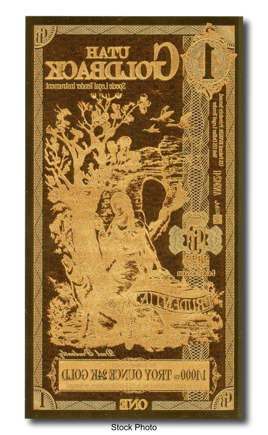 2022 Aurum 1 GB Utah 1/1000 oz 24K Gold Foil Note Limited Edition One Goldback