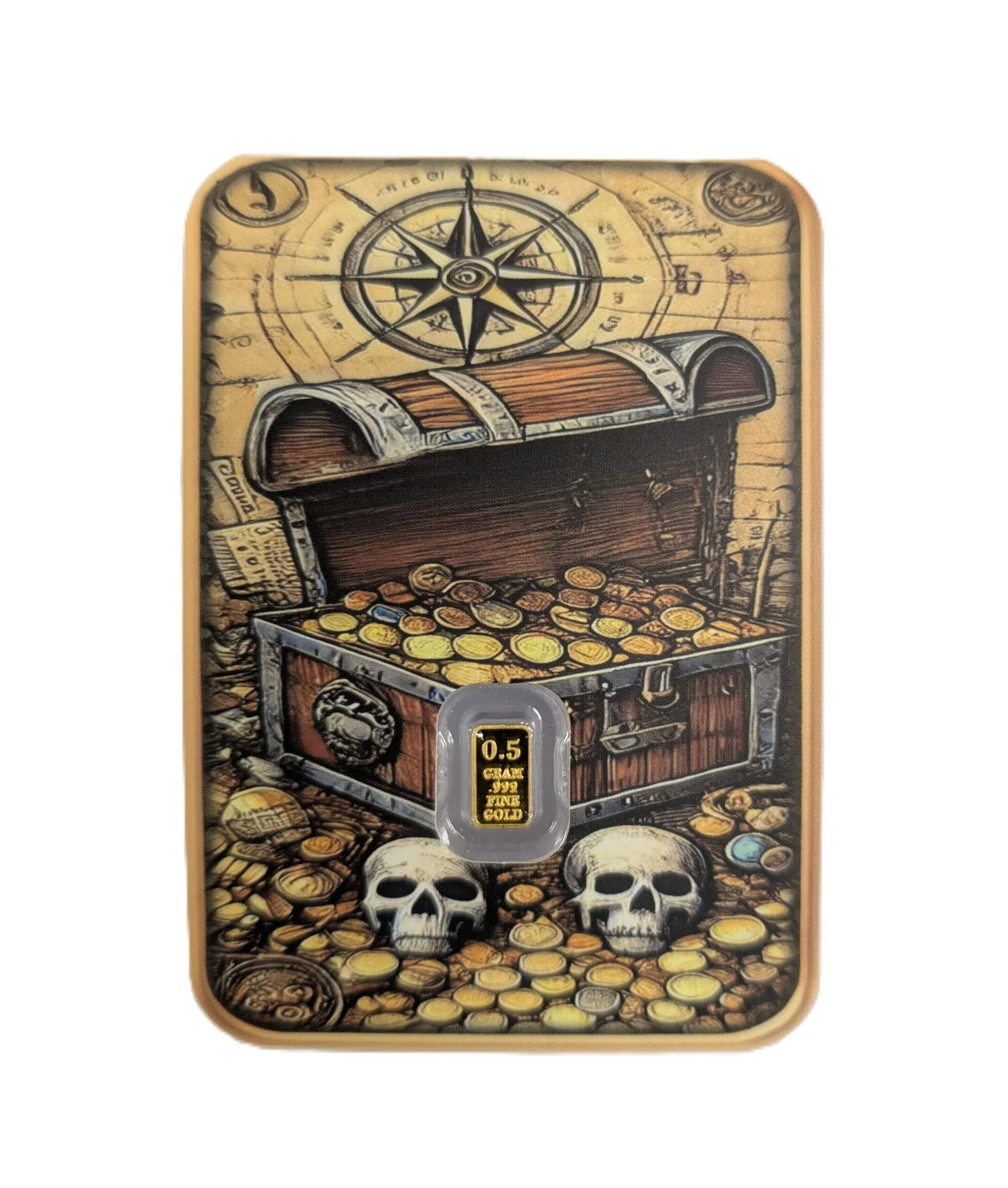 1/2 Gram Gold Bar Pirates Gold .999 In Assay. Limited Mintage of 5,000