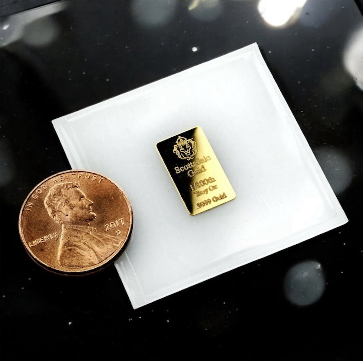 1/100 OZ SCOTTSDALE MINT 24K GOLD BULLION BAR BU
