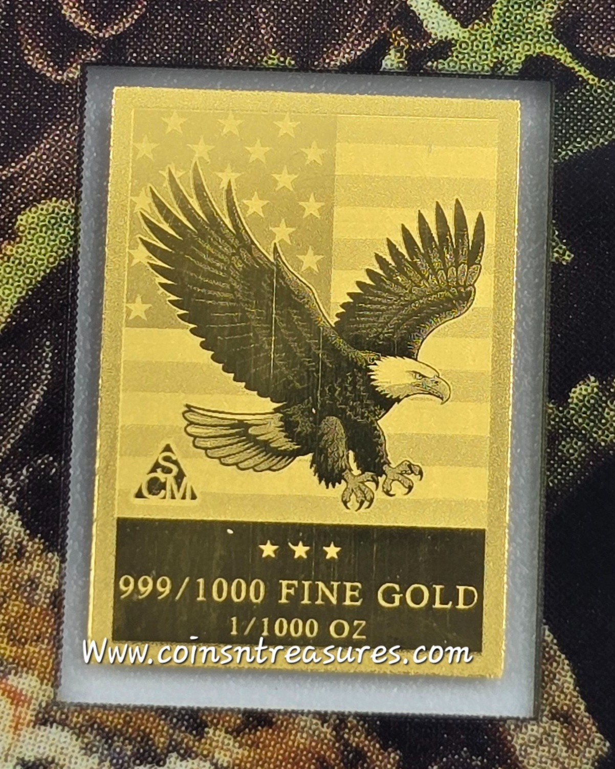 Bald American Eagle 1/1000 Oz Gold 999 Coin in Card