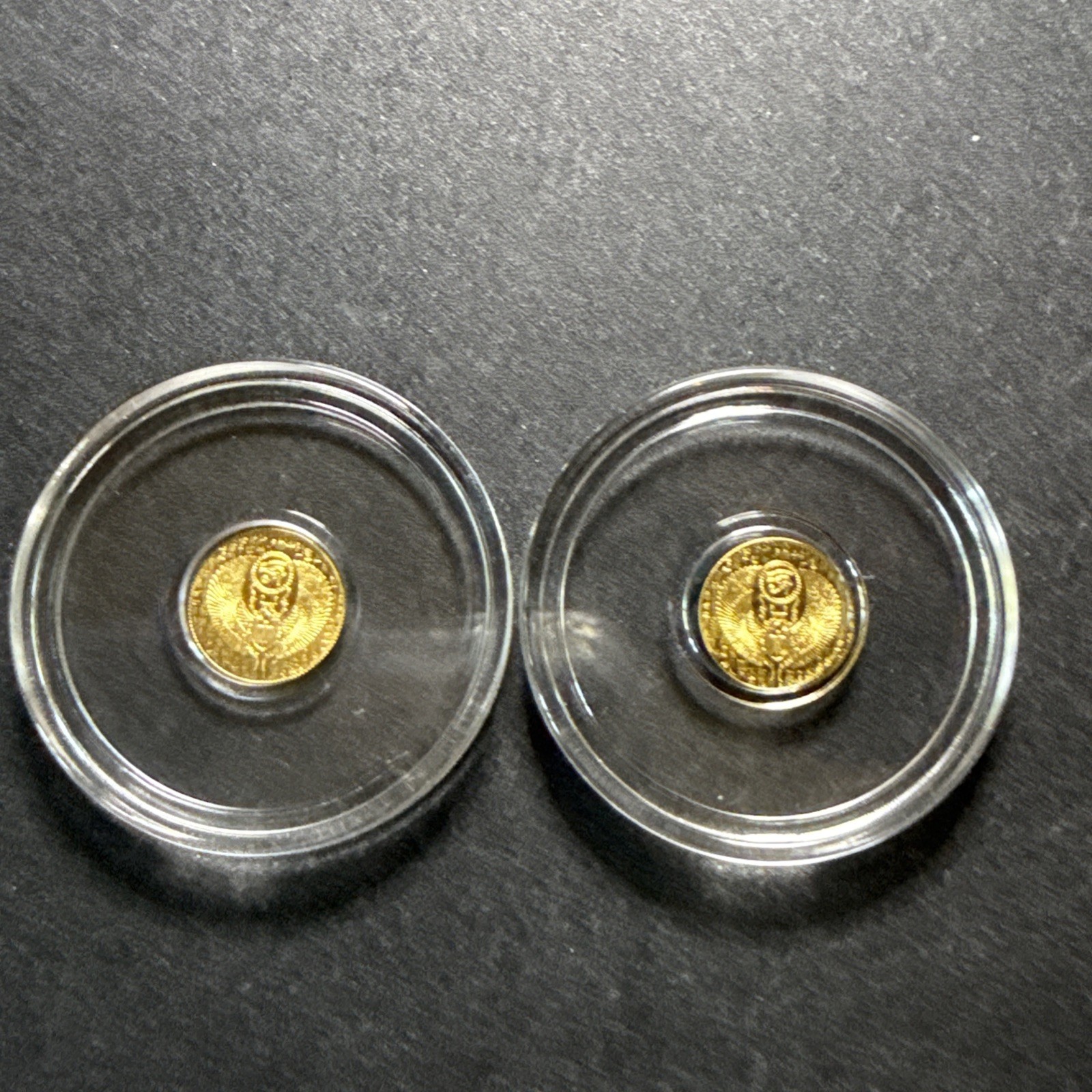 Lot Of 2- 1/200th oz Egyptian Scarab .9999 Fine Gold FRACTIONAL GOLD