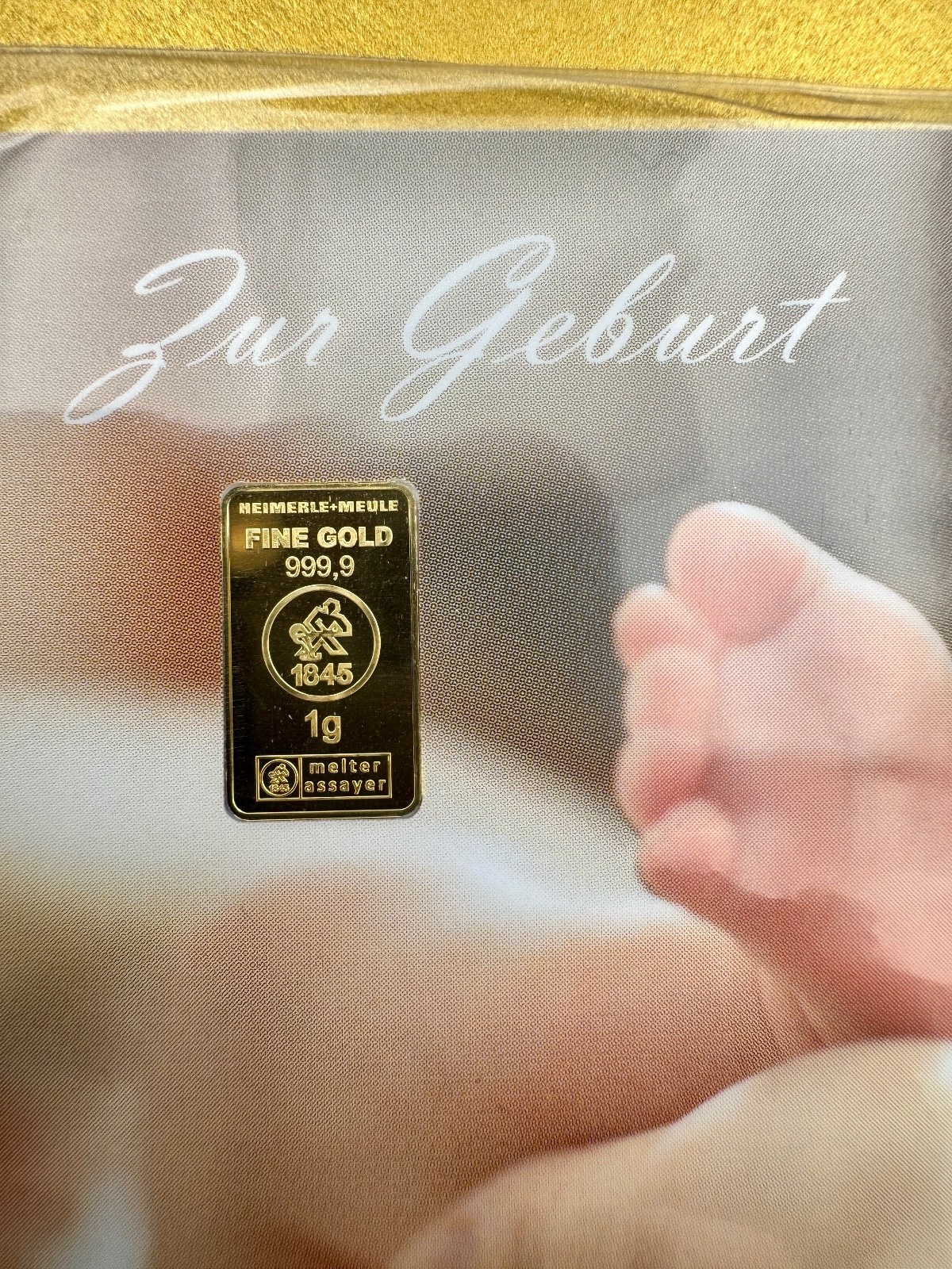1 g Gold Fine Bar 999.9 Heimerle + Meule LBMA Sealed New For Baby