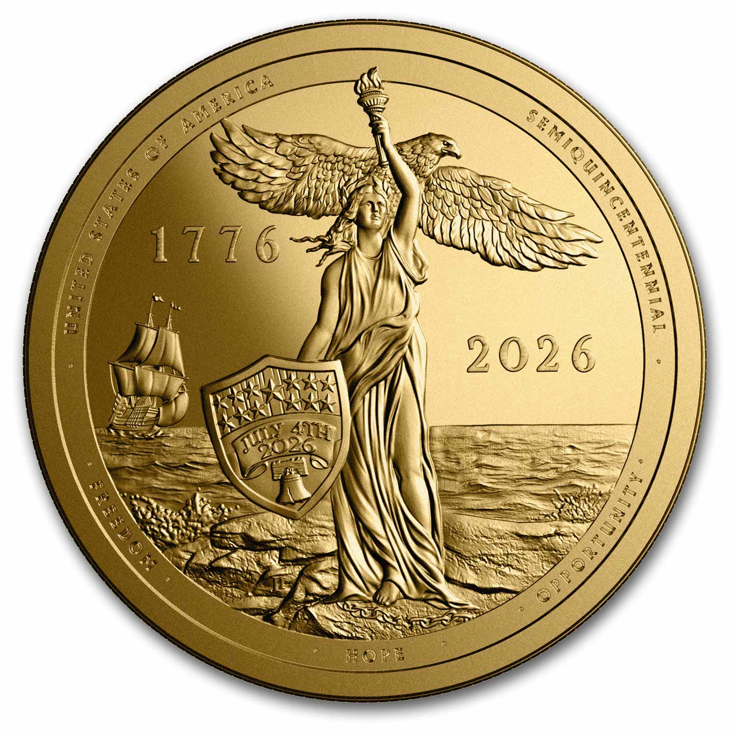 2026 Sail4th 250 1/10 oz Gold Round (in TEP)