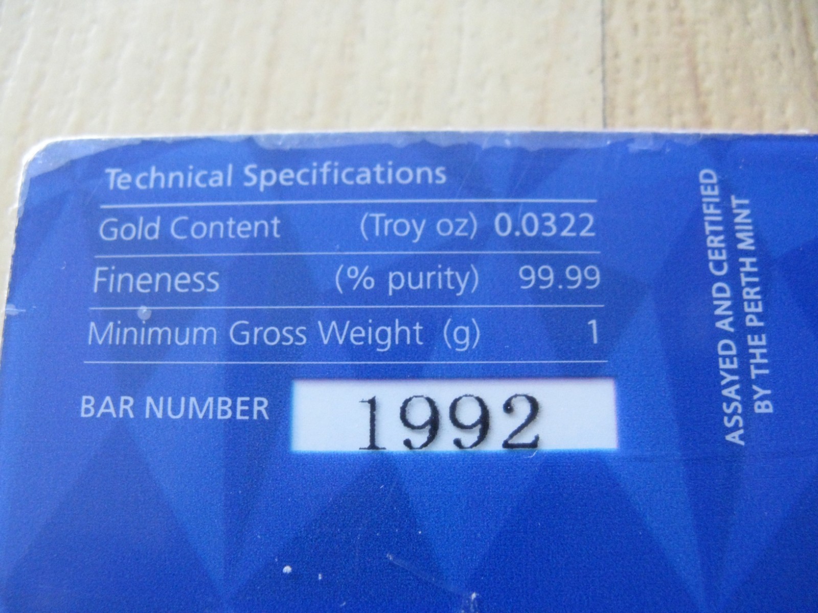 Collectible Sponge Bob Square Pants 1 gram Gold Bar Perth Mint 99.99 Fine Gold