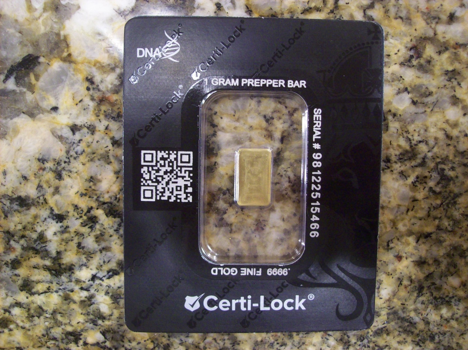 1 GRAM GOLD BAR .9999 FINE SCOTTSDALE MINT IN ASSAY CARD w/CERTI-LOCK