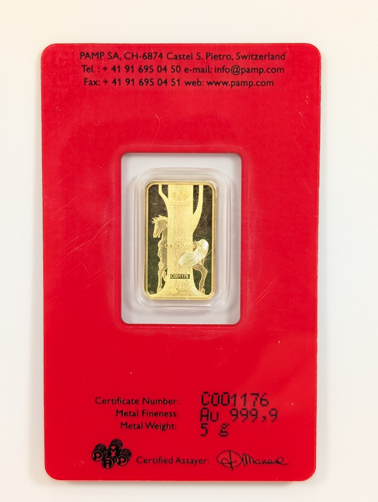 2014 Lunar Year of The Horse 🐎 PAMP Suisse 5 Gram Gold Bar Sealed in Assay ~New