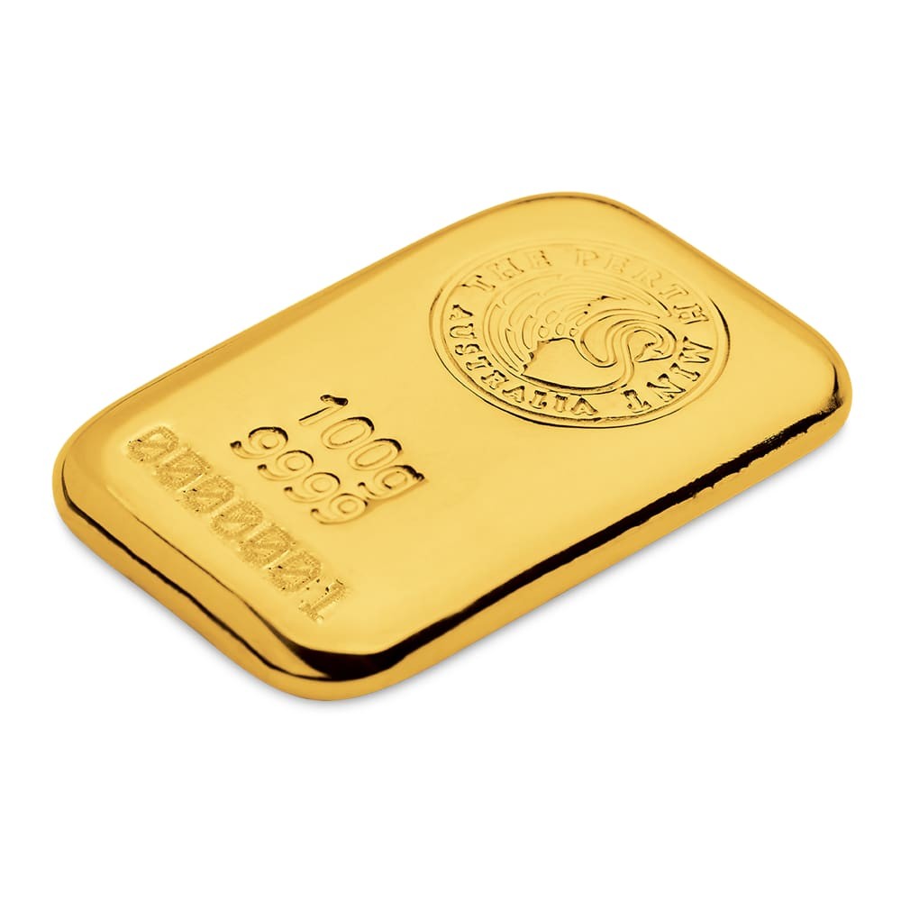 100 Gram Perth Mint Cast Gold Bar (New)