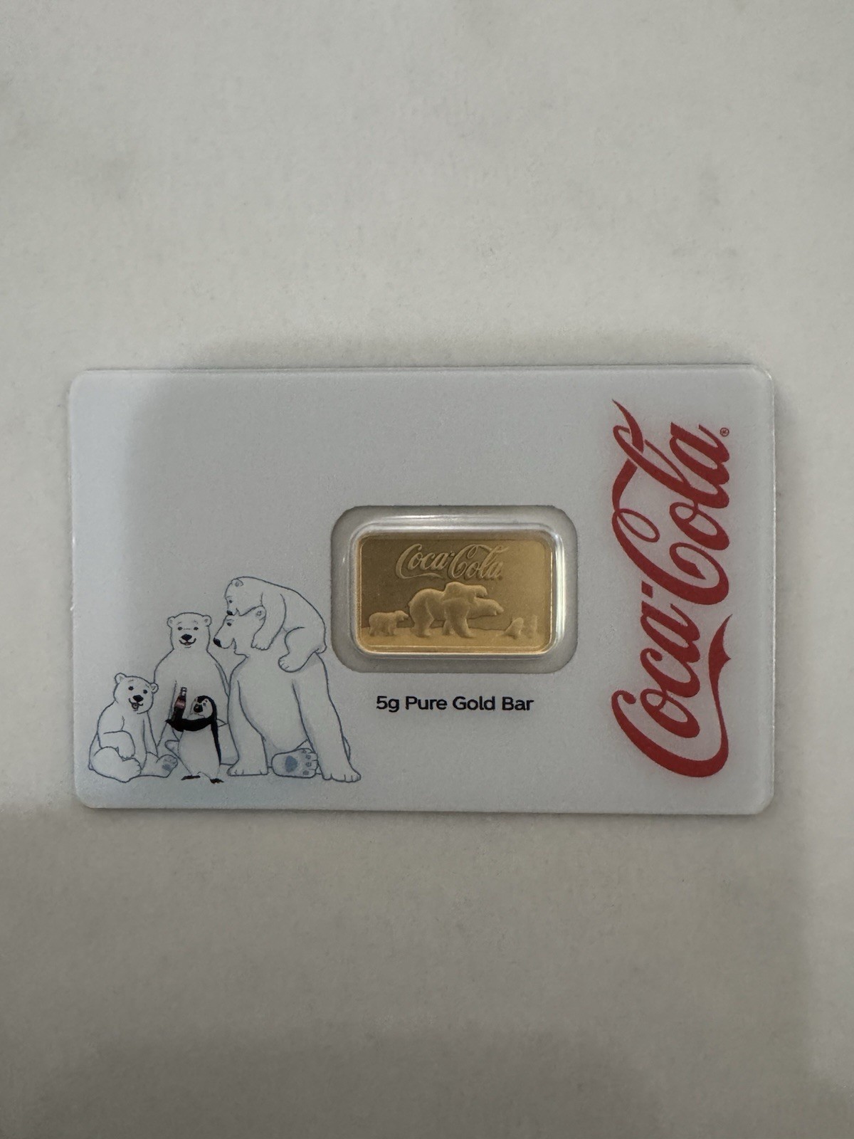 2026 Pamp Coca Cola Polar Bear & Friends 5 Gram Gold Bar – In Assay w/Sleeve
