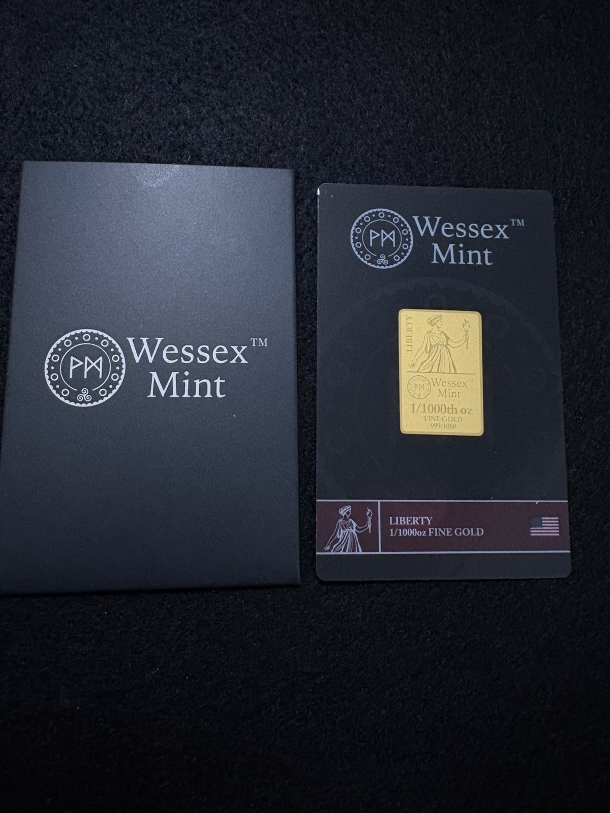 Wessex Mint Liberty 1/1000oz Fine Gold Bullion Bar