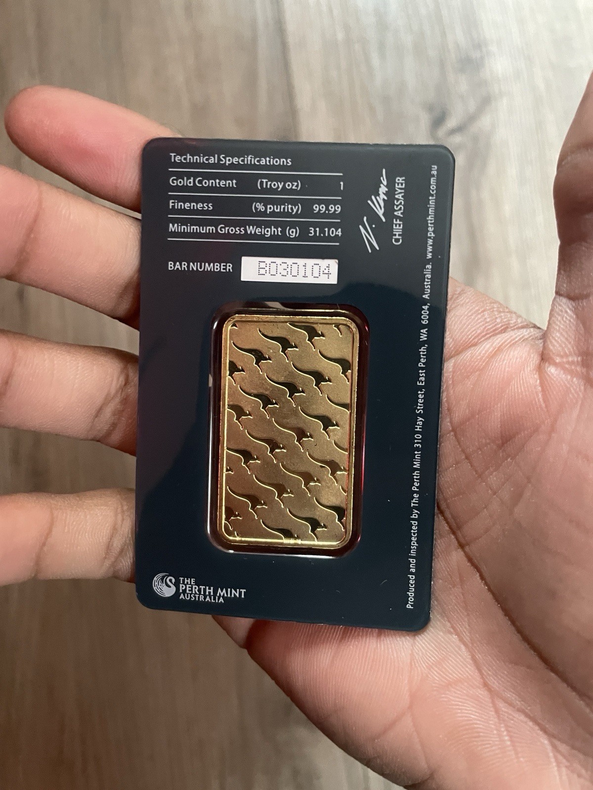 The Perth Mint 1 oz Gold Bar 0.9999 Fine in Assay Tamper-Evident Case