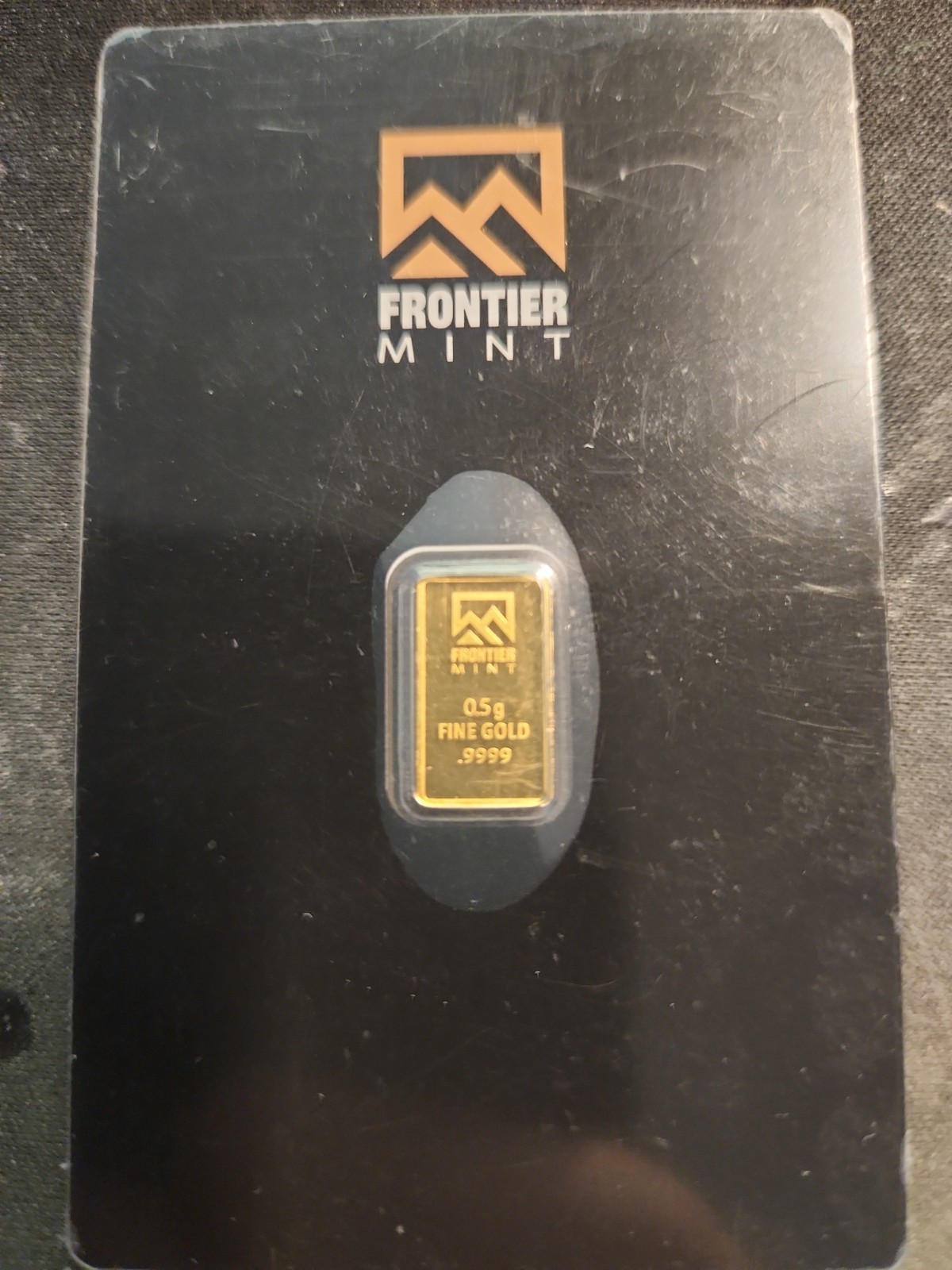 FRONTIER MINT GOLD .5 GRAM .9999 FINE SEALED 1/2 GRAM BAR IN ASSAY CARD