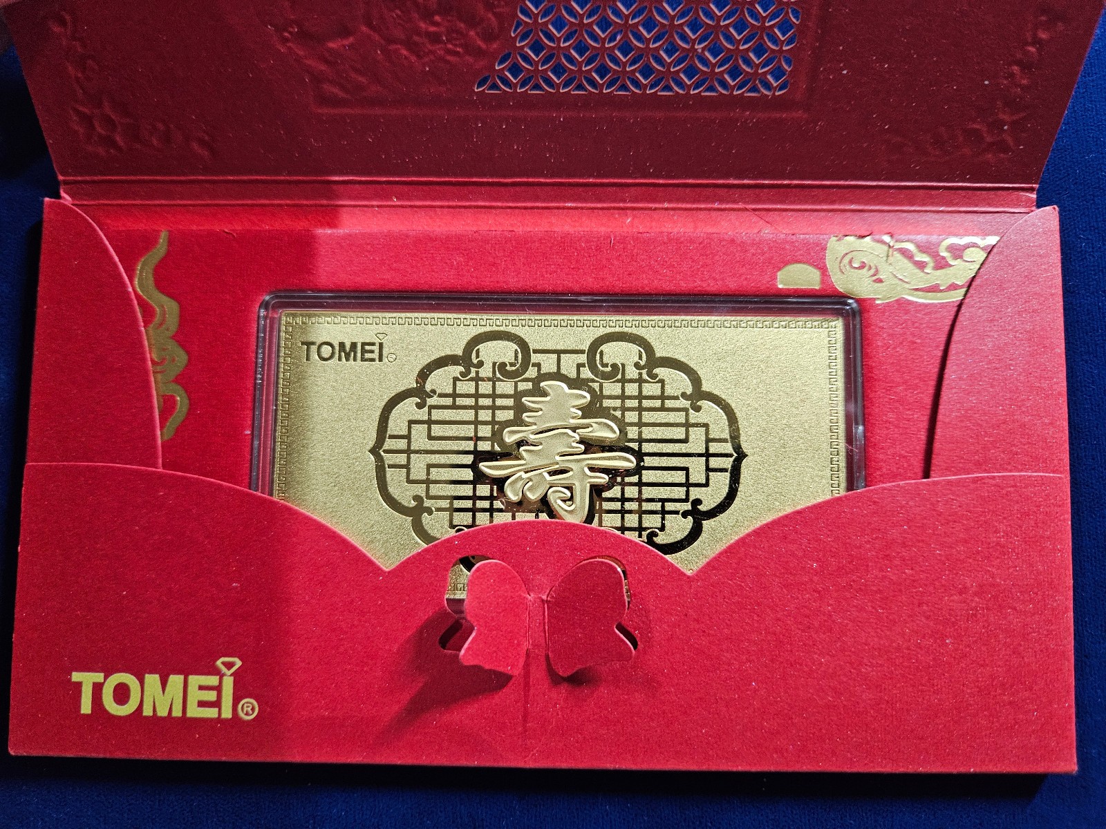 🌟 TOMEI 2 g .9999 GOLD Bar Note w/Chinese New Year Envelope