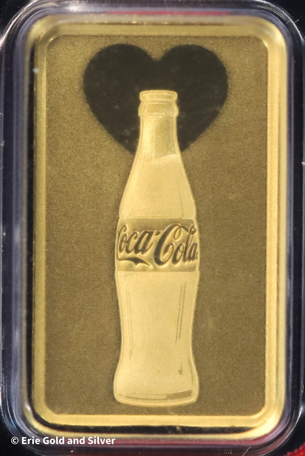 Coca-Cola 1 Gram .9999 Gold Valentine’s Love Bar in Assay Card