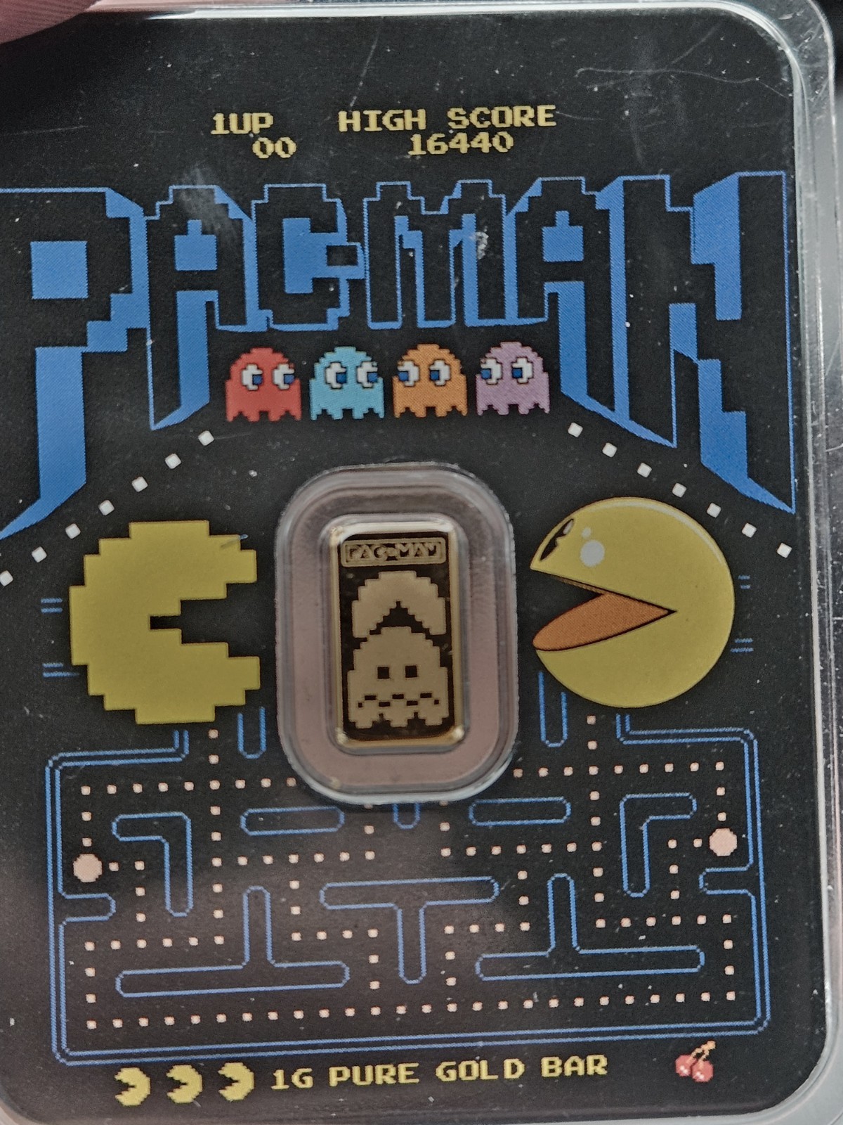1 gram Gold Bar PAC MAN 45th Anniversary in TEP