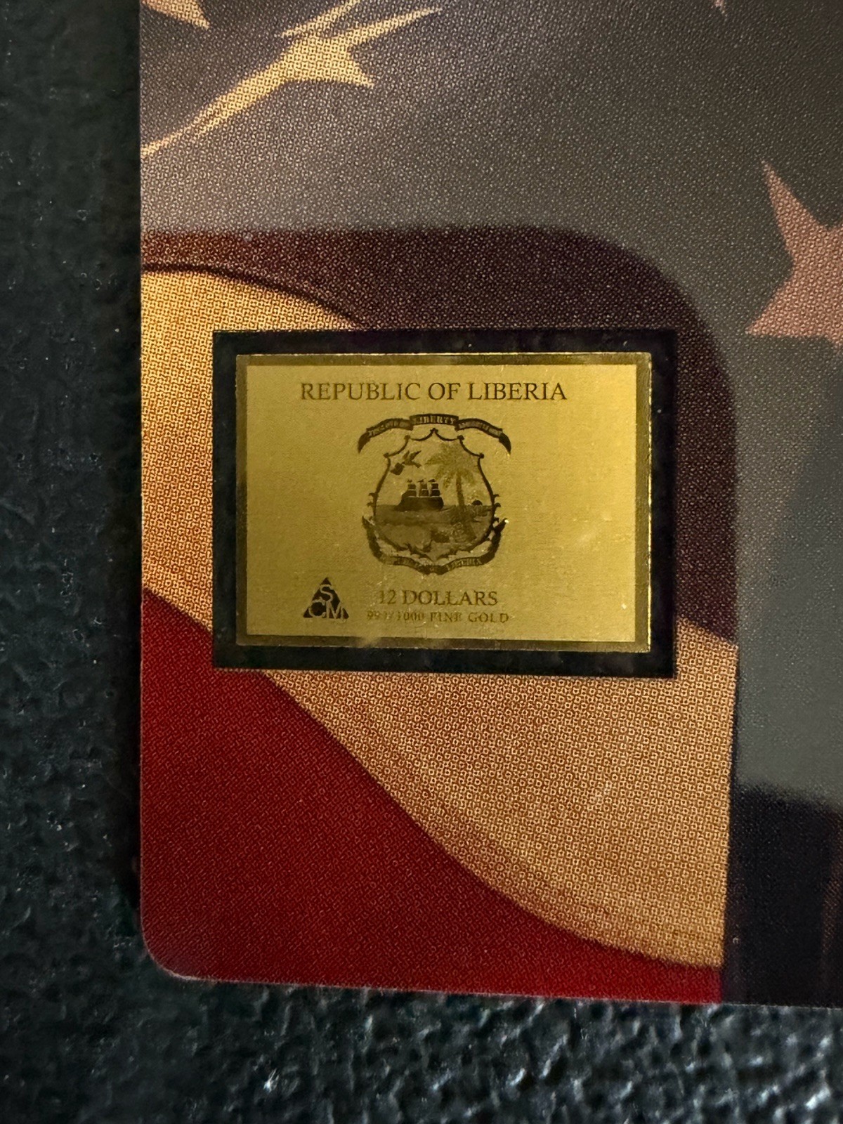 Theodor Roosevelt 1/1000 Oz .999 Fine Gold Coin Liberia in Card 50,000 Mintage
