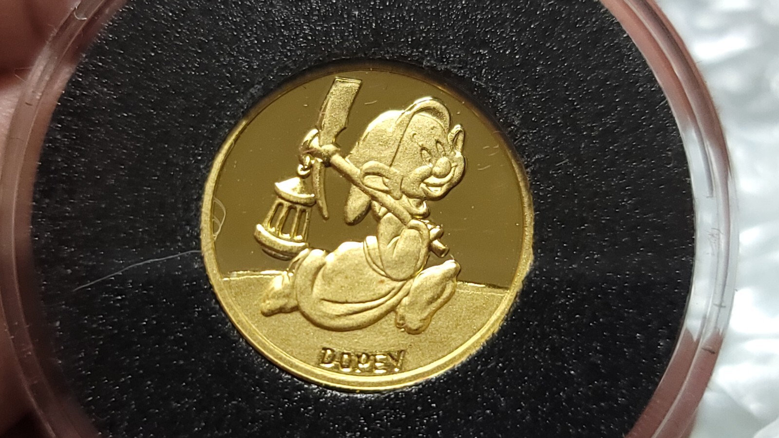 1987 Disney Snow White DOPEY 1/4 oz. Gold .999 Coin 50th Anniversary w/COA & BOX