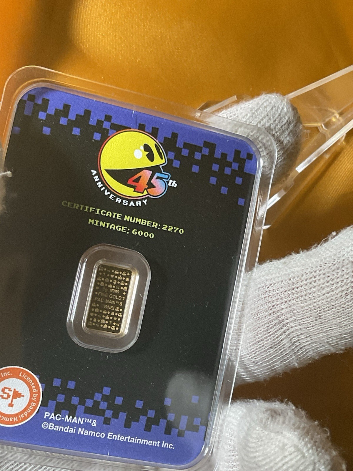 2025 PACMAN 45th ANNIVERSARY 1gr .9999 GOLD BAR IN TEP #2270 limited mintage