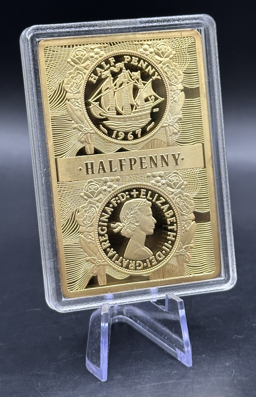 2021 Gold Plated 60mm x 40mm Half Penny with COA in protective capsule
