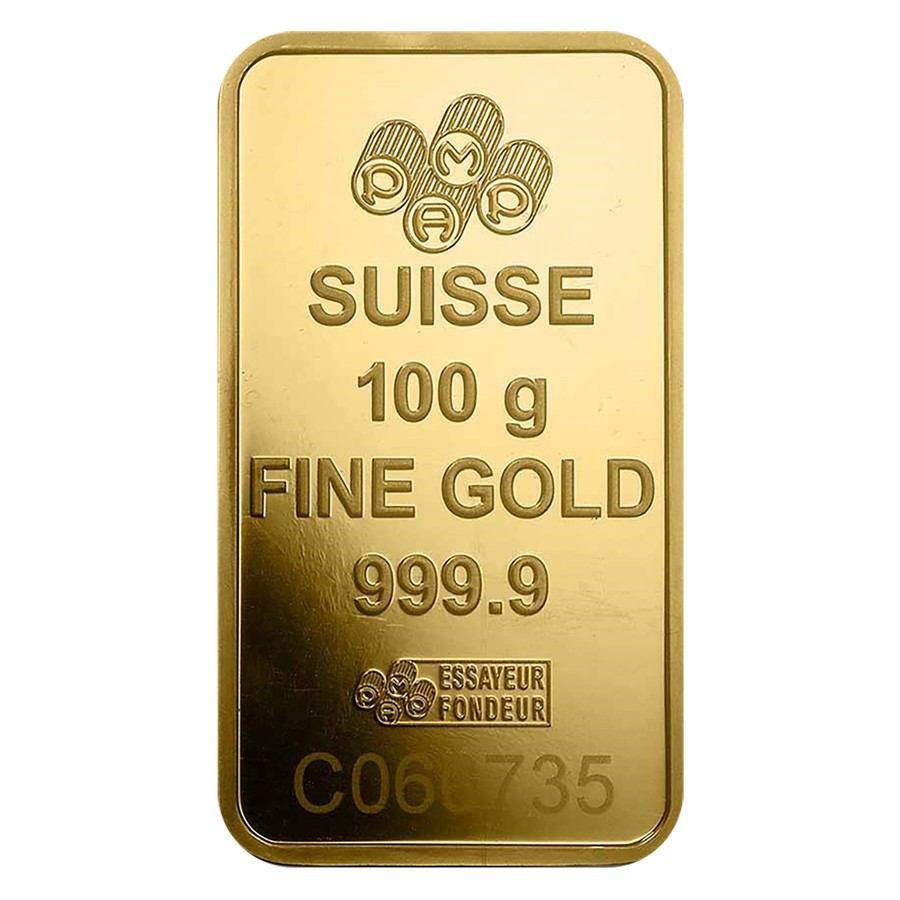 100 gram Gold PAMP Suisse Lady Fortuna Veriscan® Bar w/ Assay -eB