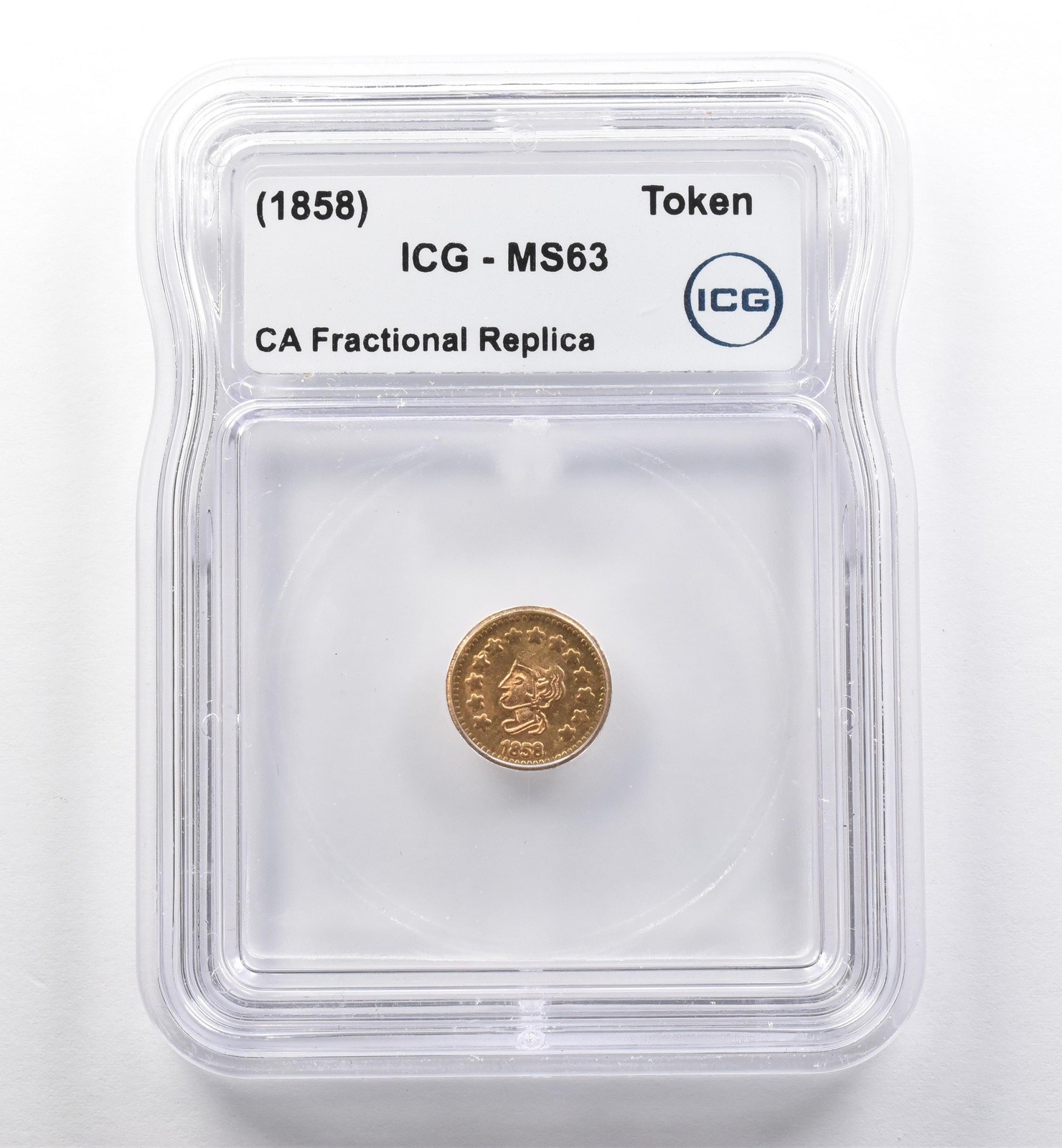 (1858) California Fractional Gold Token Indian Head 1/2 Dollar MS63 ICG *7430