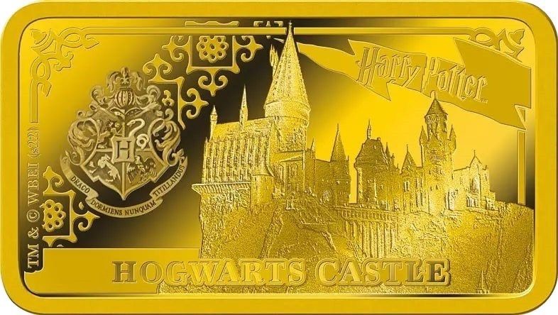 2022 Cook Islands Harry Potter .5 Half Gram Gold Bar Hogwarts Castle .999 24K