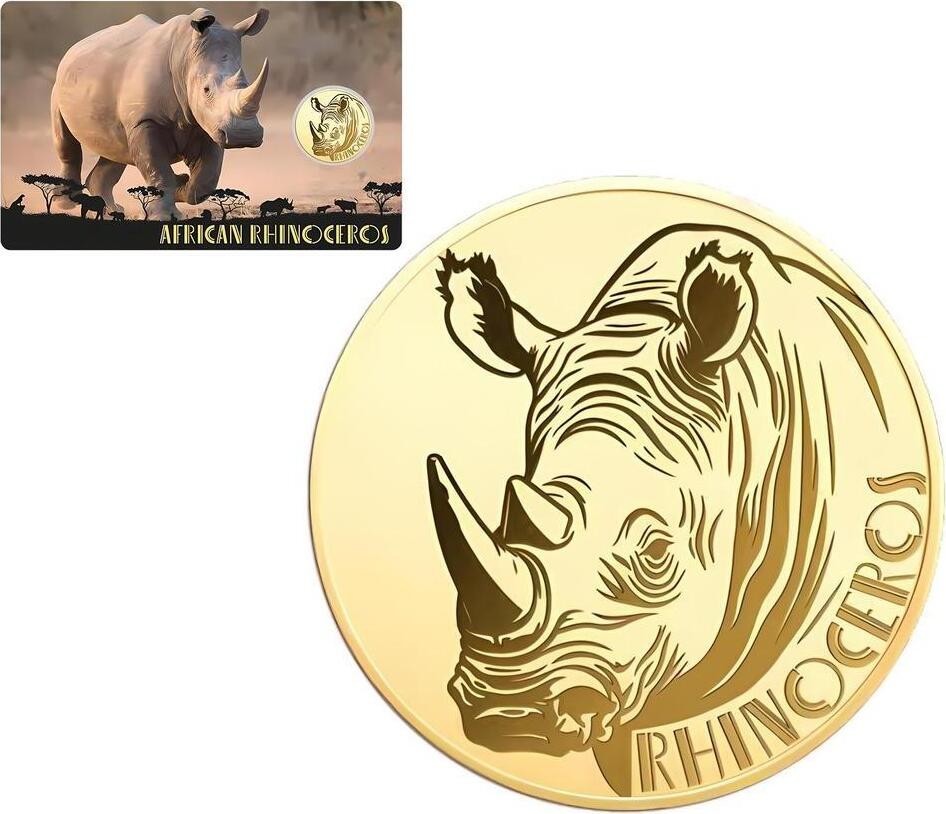 AFRICAN RHINOCEROS 1/1000 Oz Gold Coin 3000 Francs Chad 2024