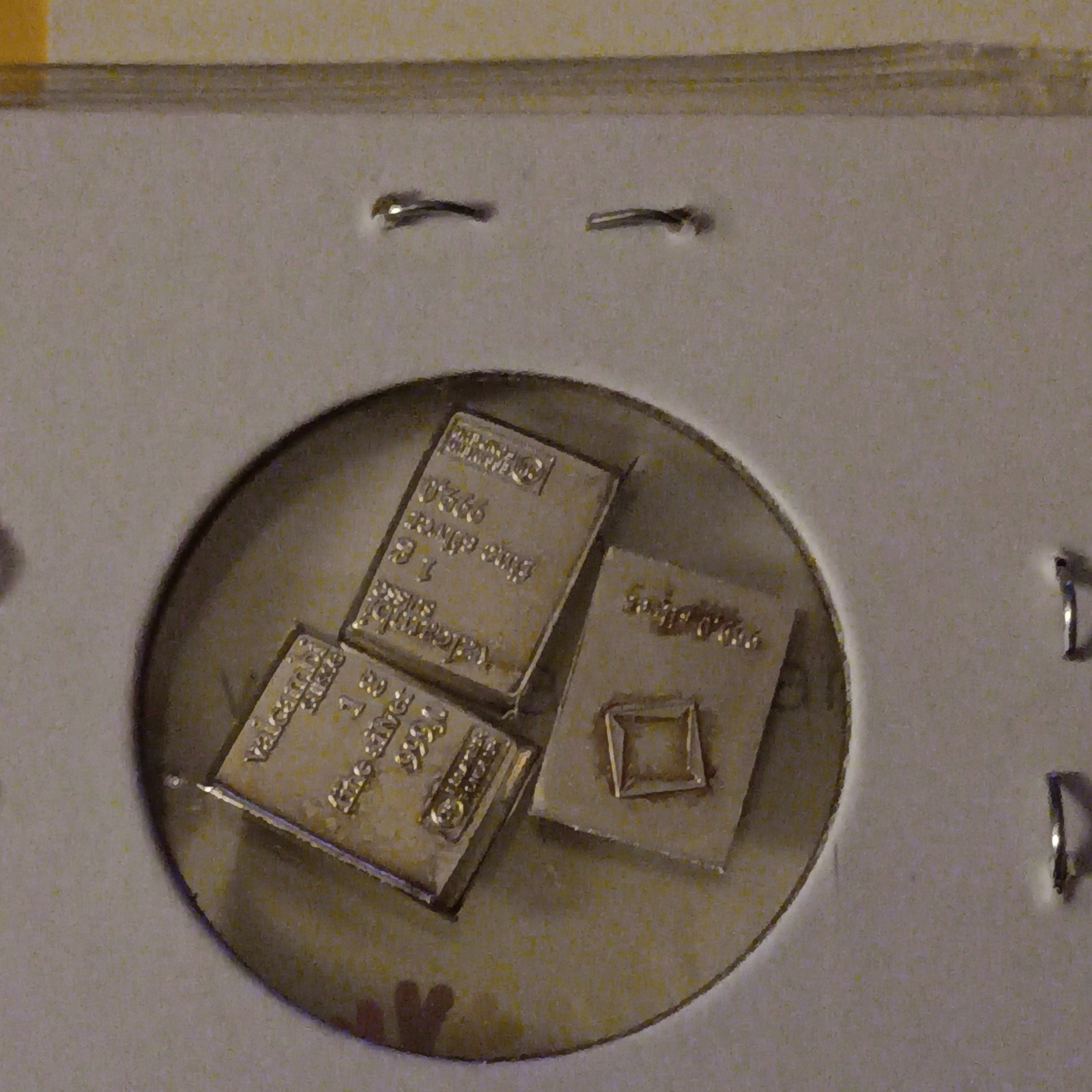 1/1000 ofa Gram 4/9 FineGold and 3 Grams Valcambi 3/9Fine Silver +1gr platinum
