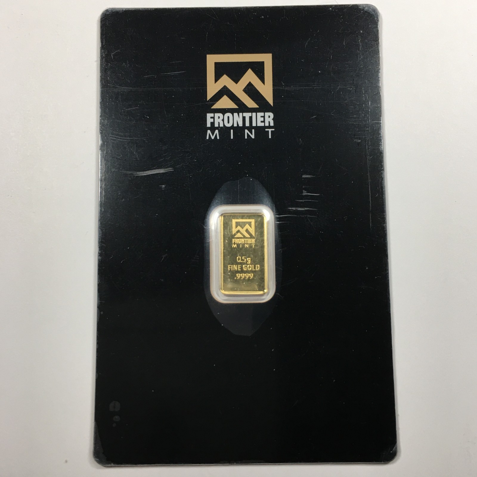Frontier Mint 0.5g Gold Bar .9999 Fine Pure Gold Sealed In Assay Card 1/2 Gram
